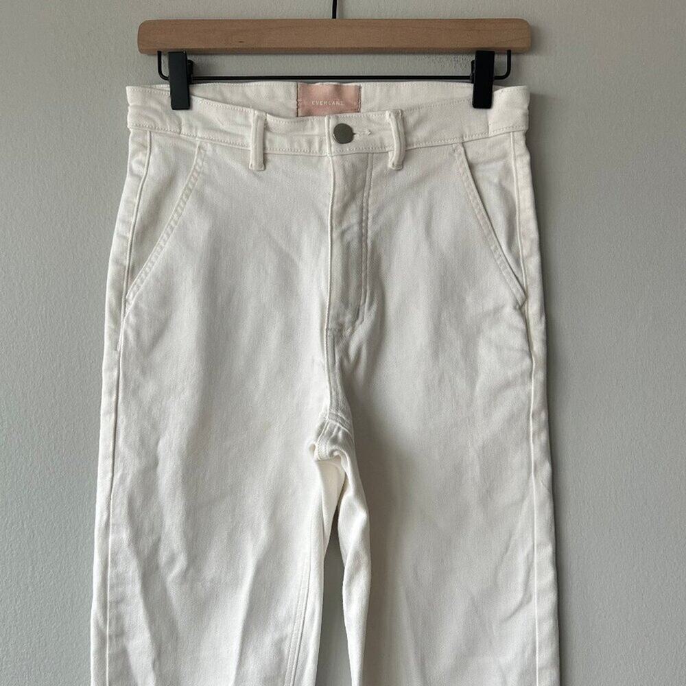 Everlane Straight Leg Cropped Pants Women 6 Bone White - Picture 5 of 12